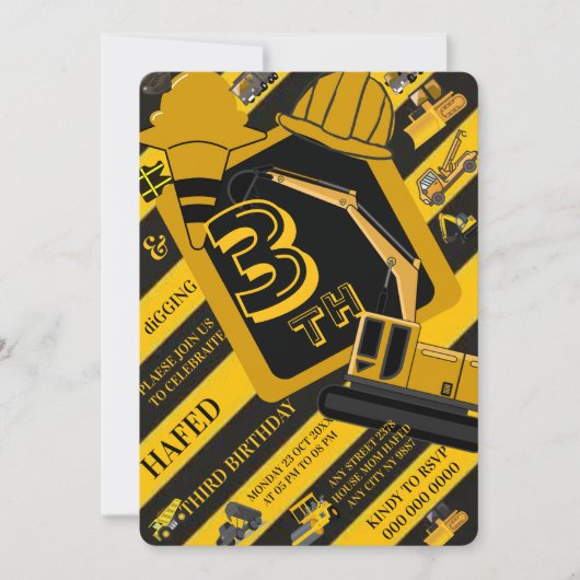 Construction party signs bundle, Editable truck Kaart (Voorkant)