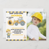 Construction Photo Birthday Turning 6 yellow Kaart (Voorkant)