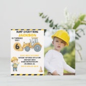 Construction Photo Birthday Turning 6 yellow Kaart (Staand voorkant)