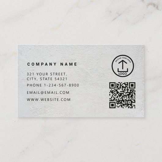 Construction QR Code Metallic Silver Concrete Visitekaartje (Achterkant)