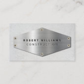 Construction QR Code Metallic Silver Concrete Visitekaartje (Voorkant)