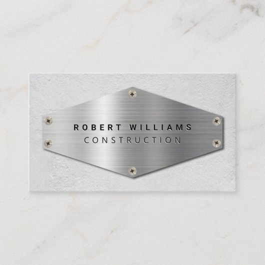 Construction QR Code Metallic Silver Concrete Visitekaartje (Voorkant)