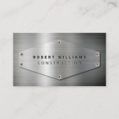 Construction QR Code Metallic Silver Metal Visitekaartje (Voorkant)