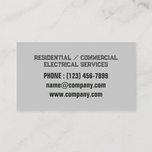 Construction Repair Contractor Tools Electrician Visitekaartje (Achterkant)