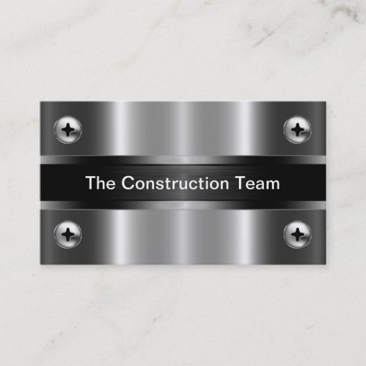 Construction Silver Metallic Tone Look Visitekaartje (Voorkant)