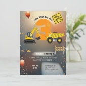 Construction Site Birthday Party Kaart (Staand voorkant)