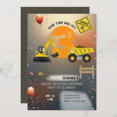 Construction Site Birthday Party Kaart (Voorkant / Achterkant)