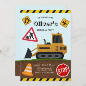 Construction Site Birthday Party Kaart (Voorkant / Achterkant)