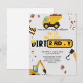 Construction Theme 3rd Birthday Invitation Dirty 3 Kaart (Voorkant / Achterkant)