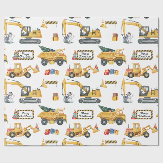 Construction Theme Christmas Wrapping Paper Cadeaupapier (Vlak)