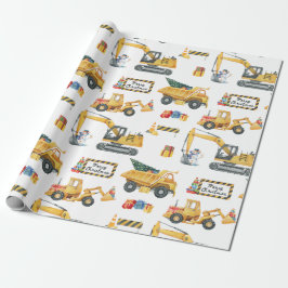 Construction Theme Christmas Wrapping Paper Cadeaupapier