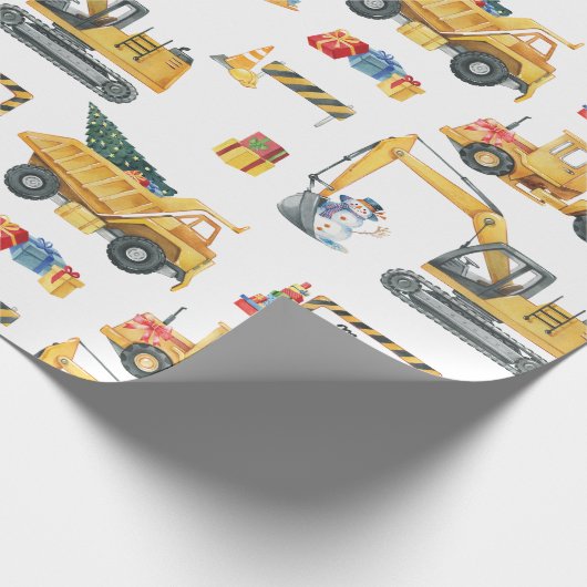 Construction Theme Christmas Wrapping Paper Cadeaupapier (Hoek)