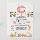 Construction Themed Children's Birthday Invitation Kaart (Voorkant)