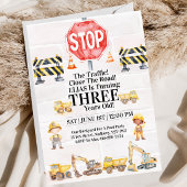 Construction Themed Children's Birthday Invitation Kaart