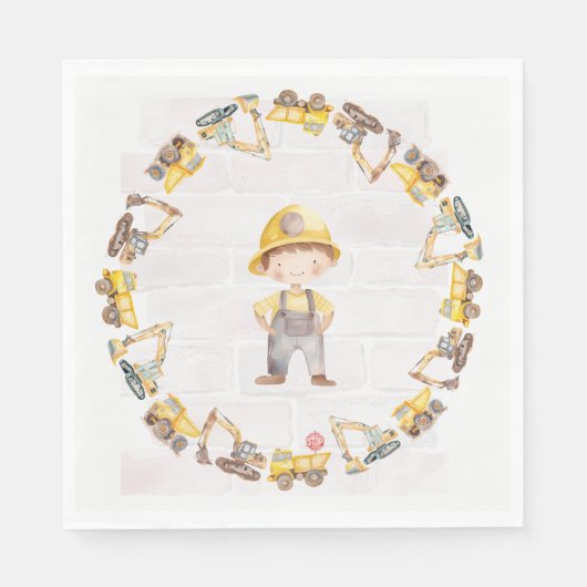 Construction Themed Children's Birthday  Servet (Voorkant)