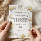 Construction THREE 3rd Birthday Party Kaart