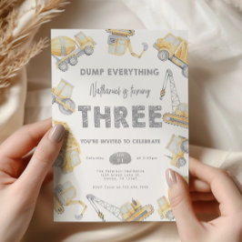 Construction THREE 3rd Birthday Party Kaart