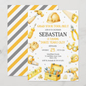 Construction Tools Birthday Invitation Kaart (Voorkant / Achterkant)