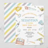 Construction Tools Birthday Invitation Kaart (Voorkant / Achterkant)