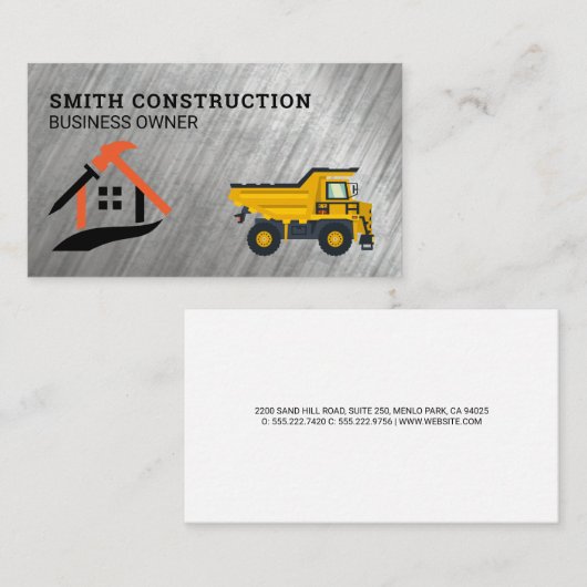 Construction Tools Bulldozer | Home Repair Visitekaartje (Voorkant / Achterkant)