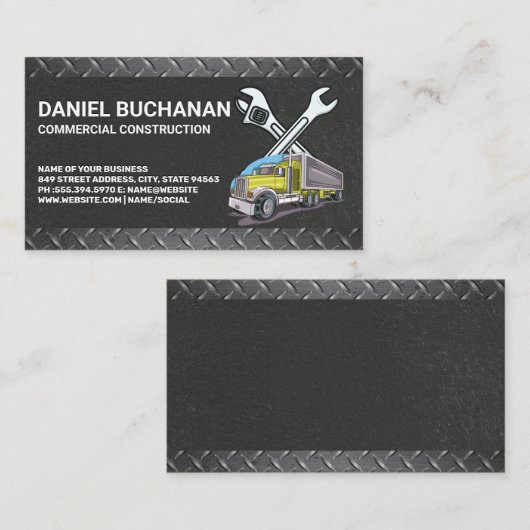 Construction Tools | Work Truck Visitekaartje (Voorkant / Achterkant)