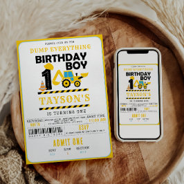 Construction Truck 1st Birthday | Kids Birthday  Kaart