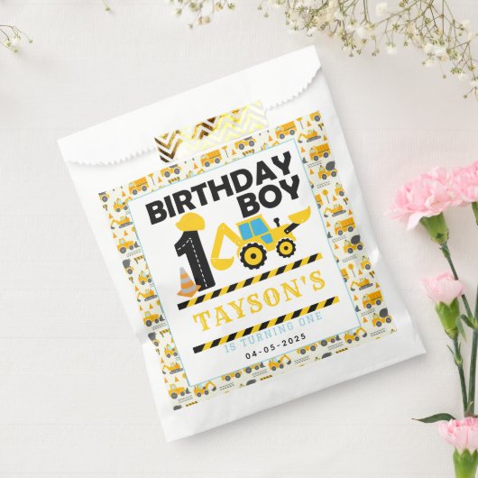 Construction Truck 1st Birthday | Kids Party Bedankzakje (Gezegeld)