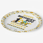 Construction Truck 1st Birthday | Kids Party Papieren Bordje (Gekanteld)