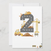 Construction Truck 2nd Birthday Invitation Kaart (Achterkant)
