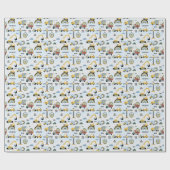 Construction Truck Birthday Cadeaupapier (Vlak)