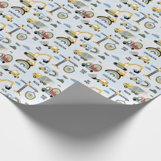 Construction Truck Birthday Cadeaupapier (Hoek)