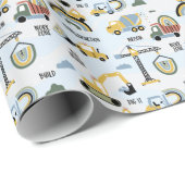 Construction Truck Birthday Cadeaupapier (Rol Hoek)