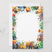 Construction Truck Birthday Invitation Watercolor Kaart (Achterkant)