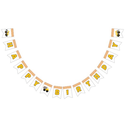 Construction Truck Birthday Party Invitation Vlaggetjes (Alle)