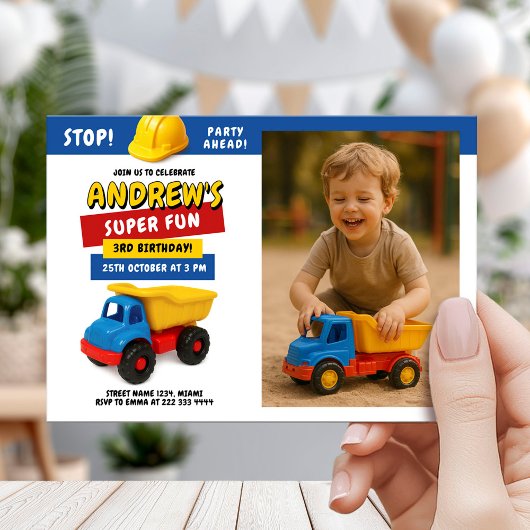 Construction Truck Birthday Party Kaart