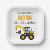 Construction Truck Birthday | Personalized Décor Papieren Bordje (Voorkant)