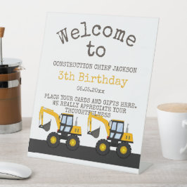 Construction Truck Birthday | Personalized Décor Reclamebord Met Voetstuk