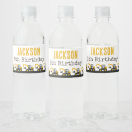 Construction Truck Birthday | Personalized Décor Waterfles Etiket