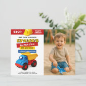 Construction Truck Birthday with photo Kaart (Staand voorkant)