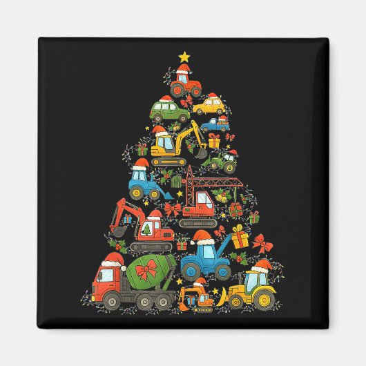 Construction Truck Christmas Tree Christmas Kids B Magneet (Voorkant)