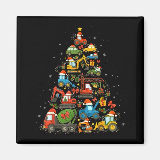 Construction Truck Christmas Tree Funny Xmas Holid Magneet (Voorkant)
