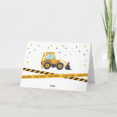 Construction truck excavator Thank you card Bedankkaart (Achterkant)
