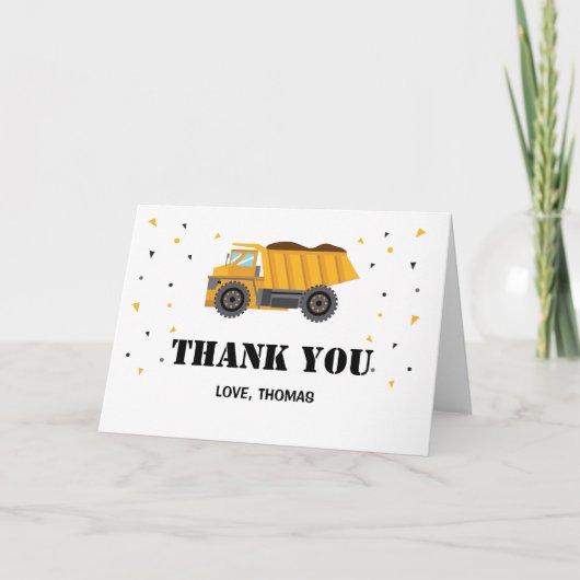 Construction truck excavator Thank you card Bedankkaart (Voorkant)