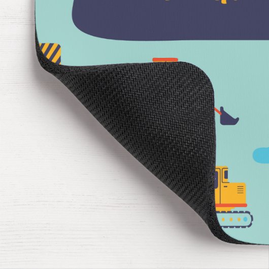 Construction Truck Mouse Pad for Kids with Name Muismat (Hoek)