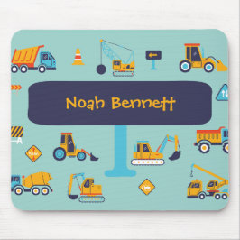 Construction Truck Mouse Pad for Kids with Name Muismat