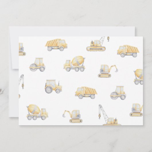 Construction Truck TWO 2nd Birthday Party Kaart (Achterkant)