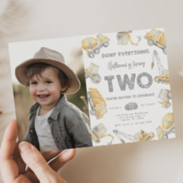 Construction Truck TWO 2nd Birthday Party Kaart