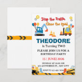 Construction Truck Vehicles Boys 2nd Birthday Bedankkaart (Voorkant / Achterkant)