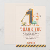 Construction Trucks Birthday Party Bedankkaart (Voorkant / Achterkant)