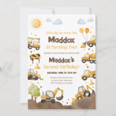 Construction Trucks Boy 2nd Second Birthday Kaart (Voorkant)